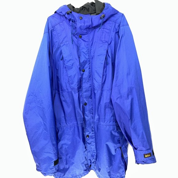 REI Jackets & Coats Vintage Rei Gore Tex Rain Jacket Mens Xlt Blue Long Windbreaker Hooded